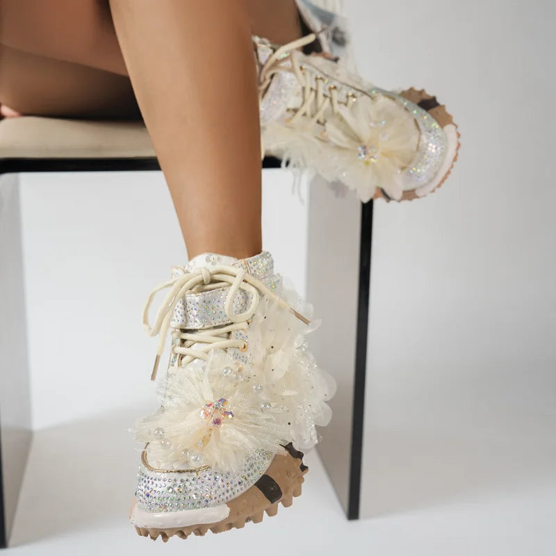 YEAE Rhinestone High Top Platform Sneakers for Women Platform Sneakers Axl