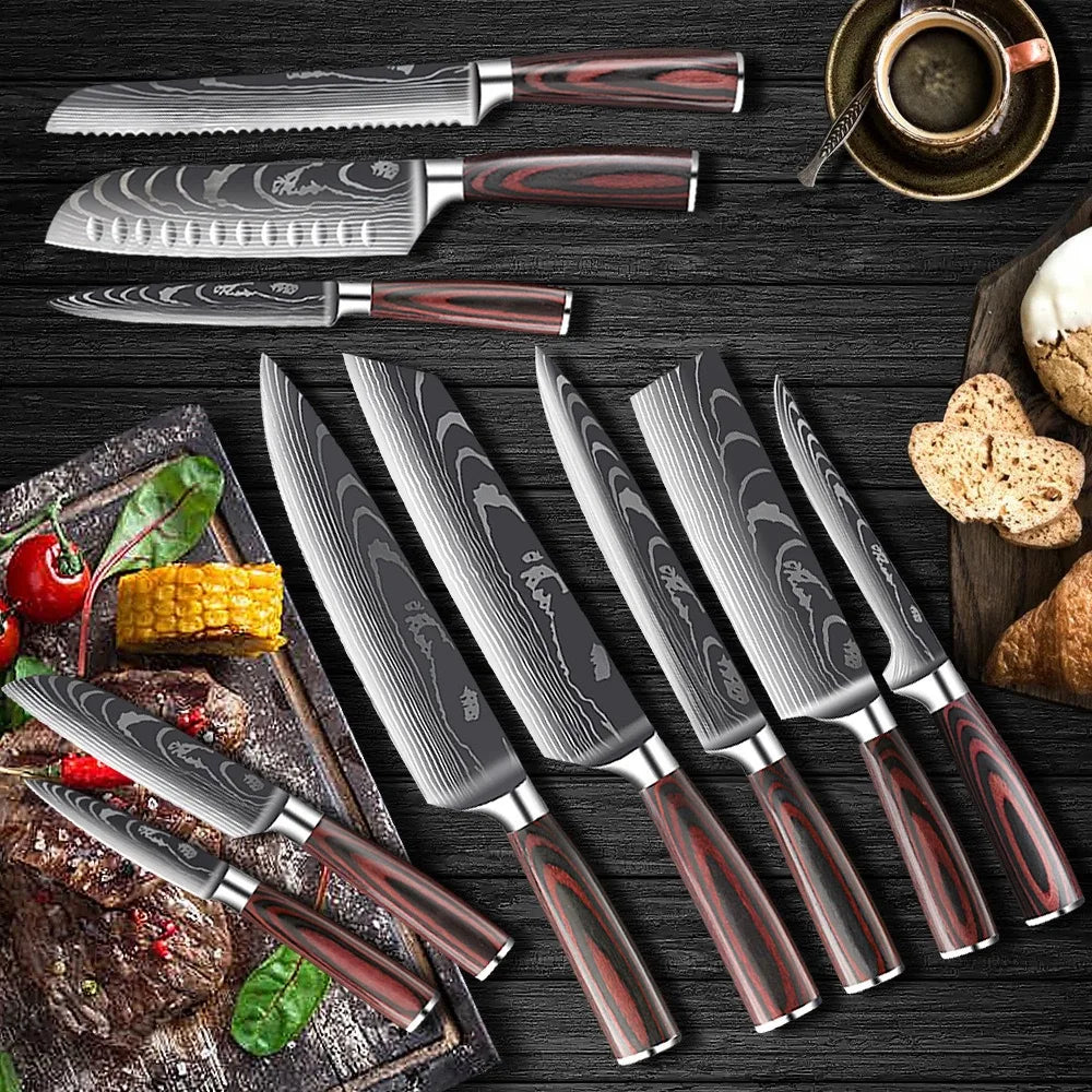 XITUO Damascus Chef Knife Set 1–10 Pcs | Ultra-Sharp Kitchen Knives Chef Knife Set Axl
