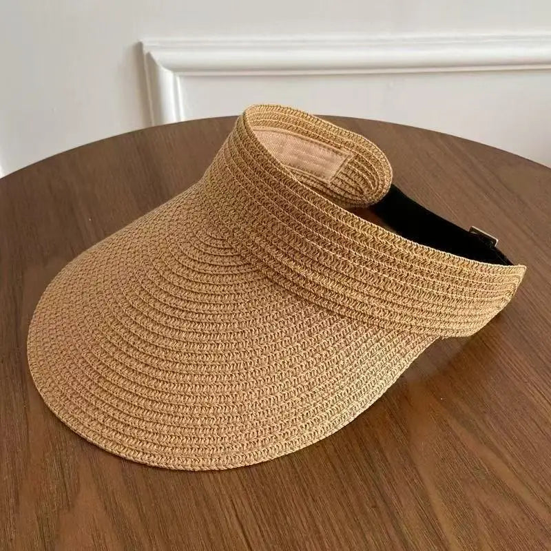 Women's Foldable Wide Brim Straw Sun Hat | UV Beach Travel Straw Sun Hat Axl khaki-1pc