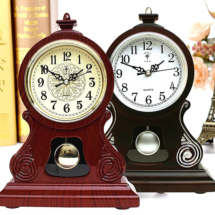 Nordic Retro Silent Pendulum Desk Clock – Vintage 8" Table Clock Retro Desk Clock Axl
