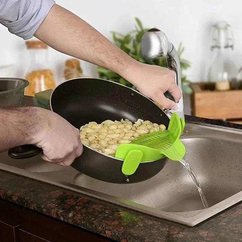 Silicone Clip-On Pot Strainer for Pasta, Veggies & Fruit Kitchen Strainer Axl