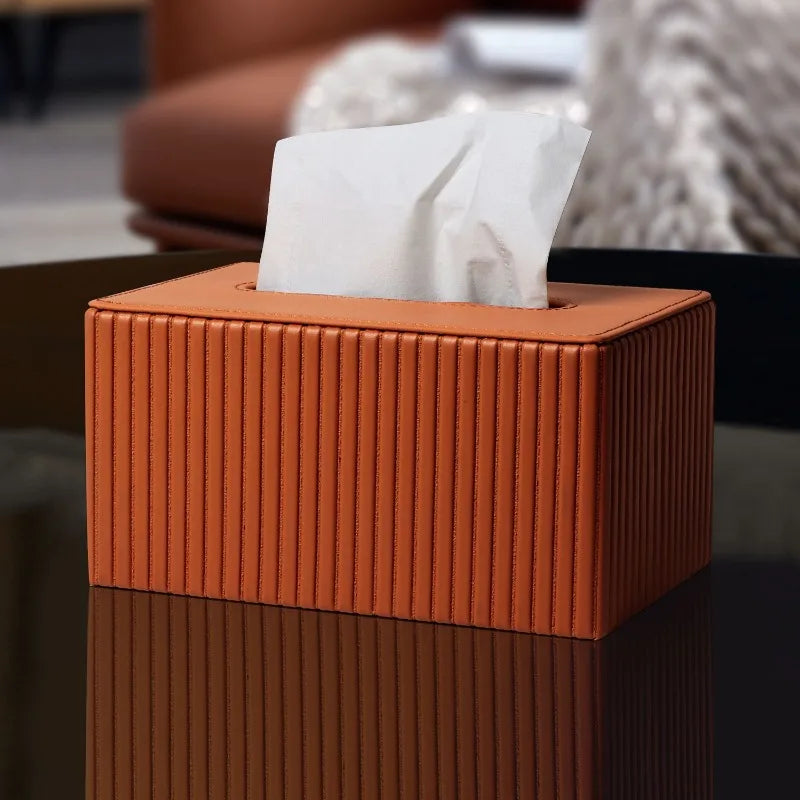 Luxury Leather Tissue Box Cover | Modern Decorative Napkin Case Tissue Box Cover Axl