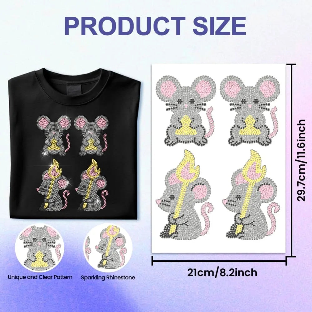 Glass Rhinestone Iron-On Appliqué – Mouse Design 29.7x21cm Iron-On Appliqué Axl