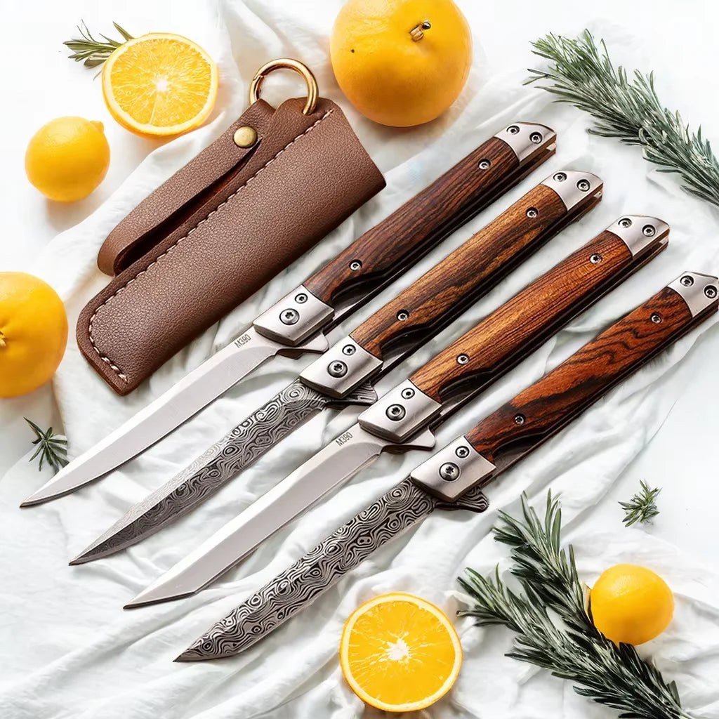 4-Piece Paring Knife Set – Damascus Steel & Wood Handle Paring Knife Set Axl