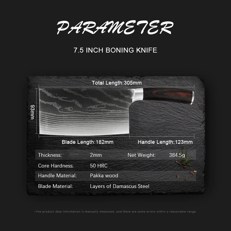 Chinese Cleaver Damascus Knife – Sharp Stainless Steel, Wood Handle Kitchen Cleaver Knife Axl