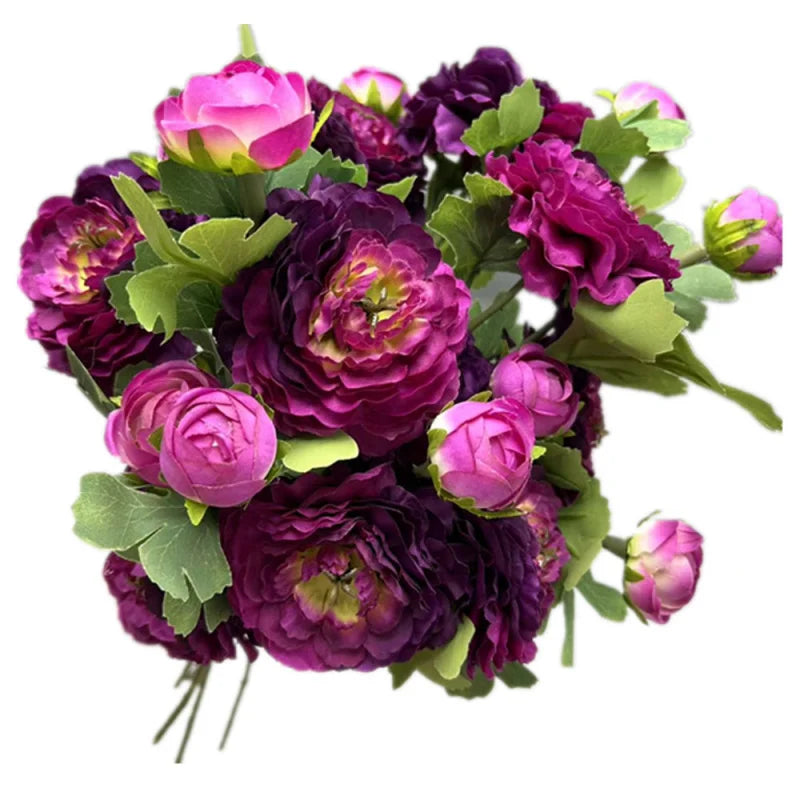 4-Pack Silk Ranunculus Artificial Flower Branches | 2-Head Stems Artificial Flowers Axl