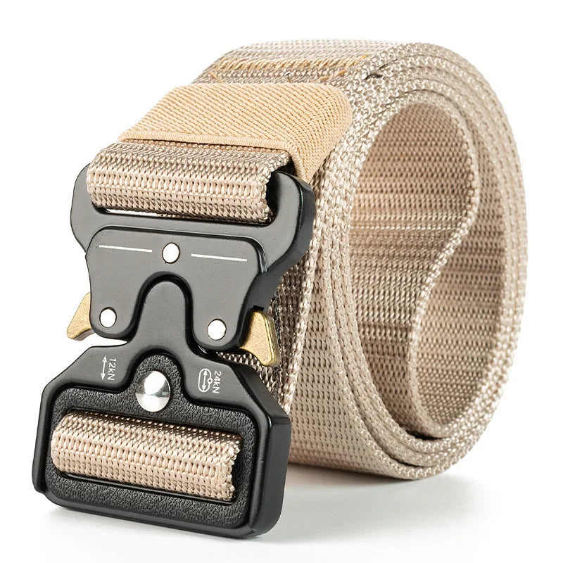 Quick Release Nylon Canvas Belt – Unisex Outdoor Belt 120/125cm Canvas Sports Belt Axl Khaki120cm