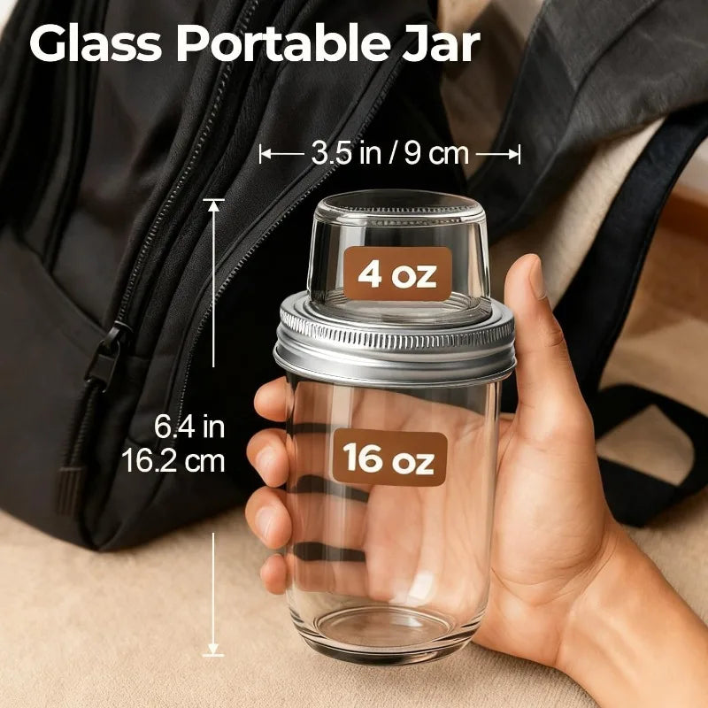 KEMORELA Overnight Oats Jars – Dual-Layer Glass Containers Glass Meal Prep Jars Axl
