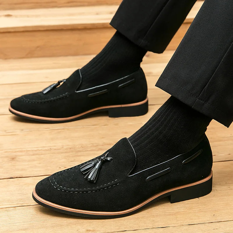 Men's British Tassel Loafers – Slip-On Genuine Leather Dress Shoes Men's Dress Loafers Axl