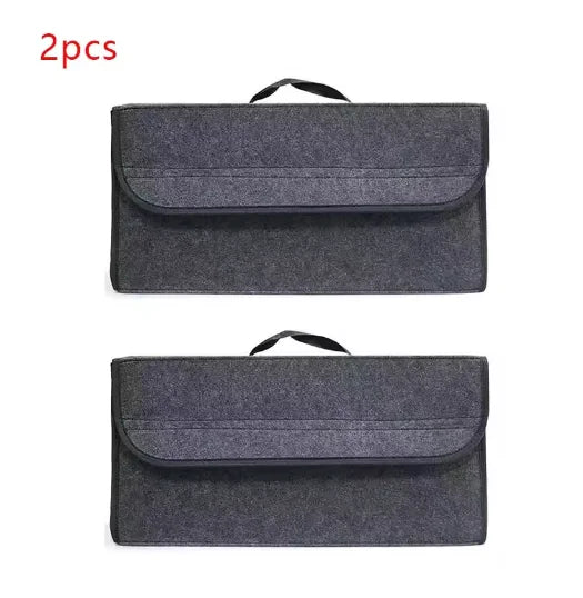 Gray Felt Car Trunk Organizer – Anti-Slip Compartment Box Car Trunk Organizer Axl 2pcs Gray