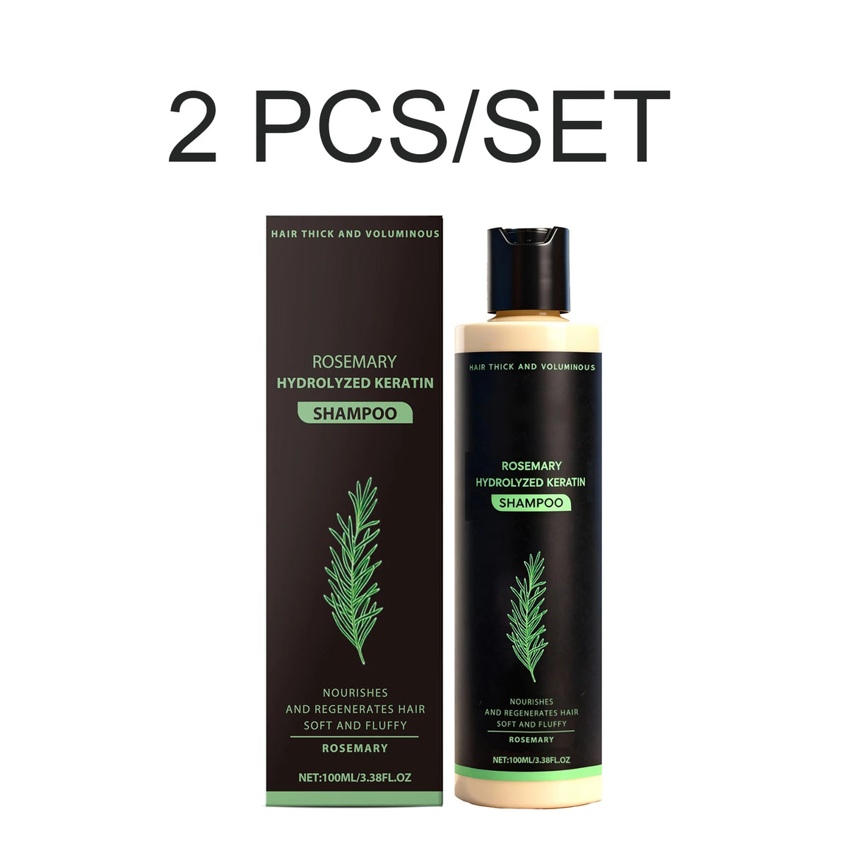 2-in-1 Rosemary Keratin Shampoo – Volumizing & Nourishing 100ml Hair Care Shampoo Axl 2 PCS
