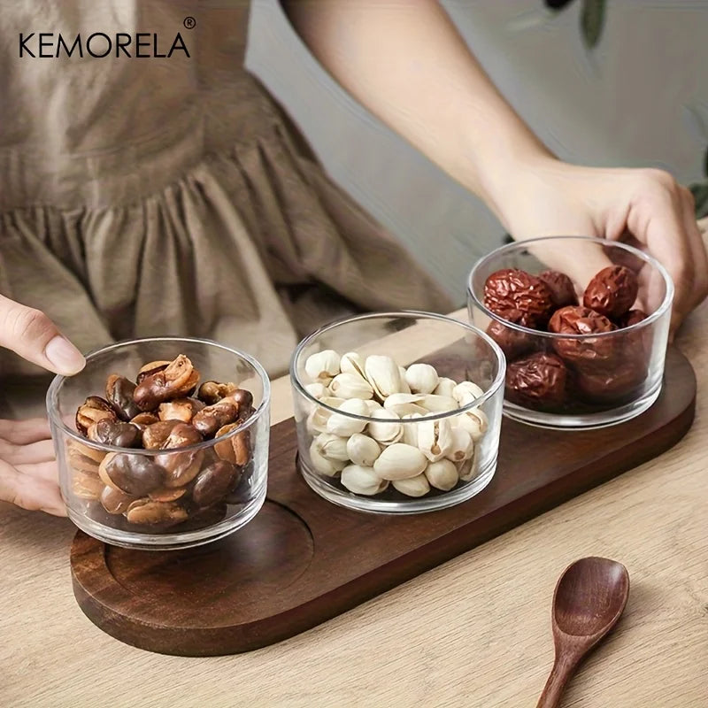 Retro Glass Serving Tray with Lid – 3/4 Grid Compartments | KEMORELA Glass Serving Tray Axl