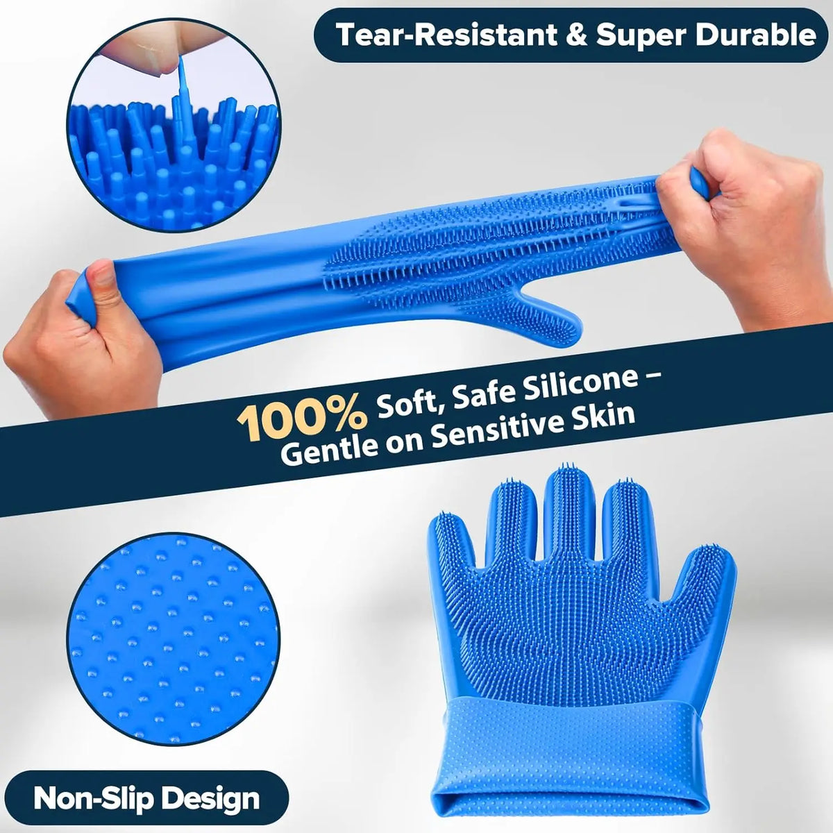 6-Piece Pet Grooming Kit – Dog & Cat Bath Gloves & Brush Pet Grooming Kit Axl