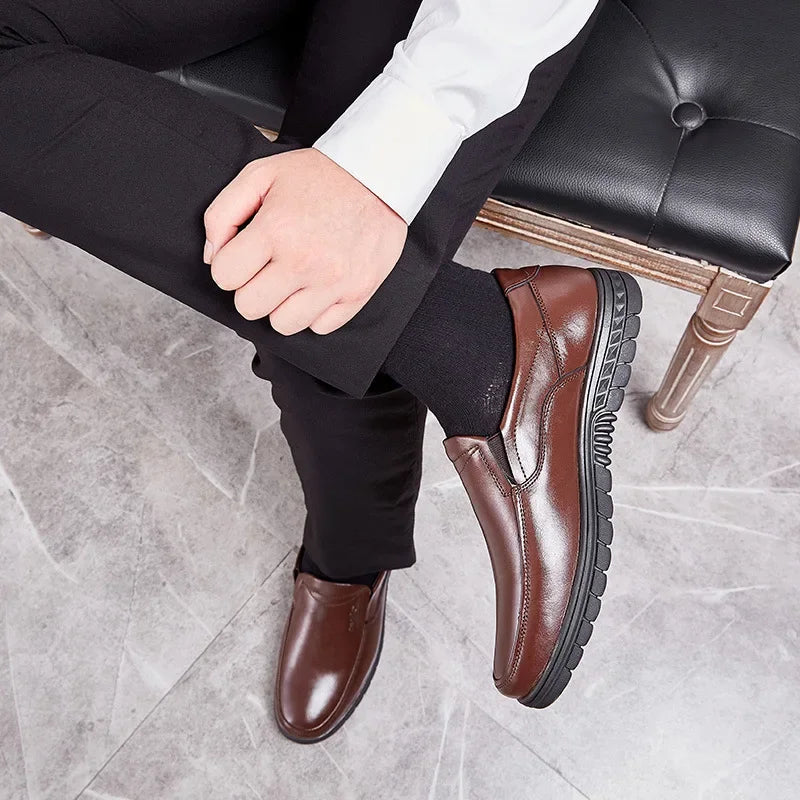 Men's Leather Slip-On Loafers – Breathable Retro Driving Shoes Men's Loafers Axl