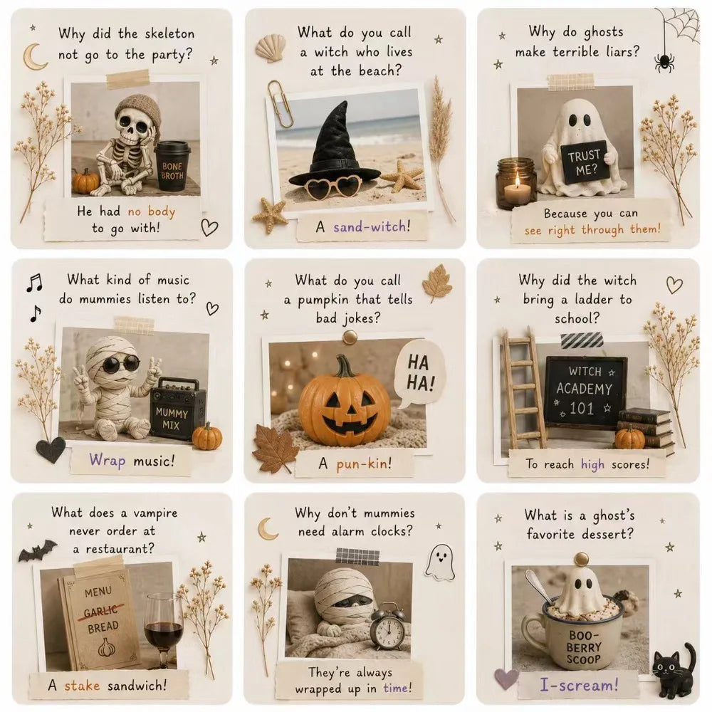 Halloween Joke & Brain Teaser Cards – Spooky Party Game Set Halloween Party Cards Axl Set 1-18pcs 9.5X6CM
