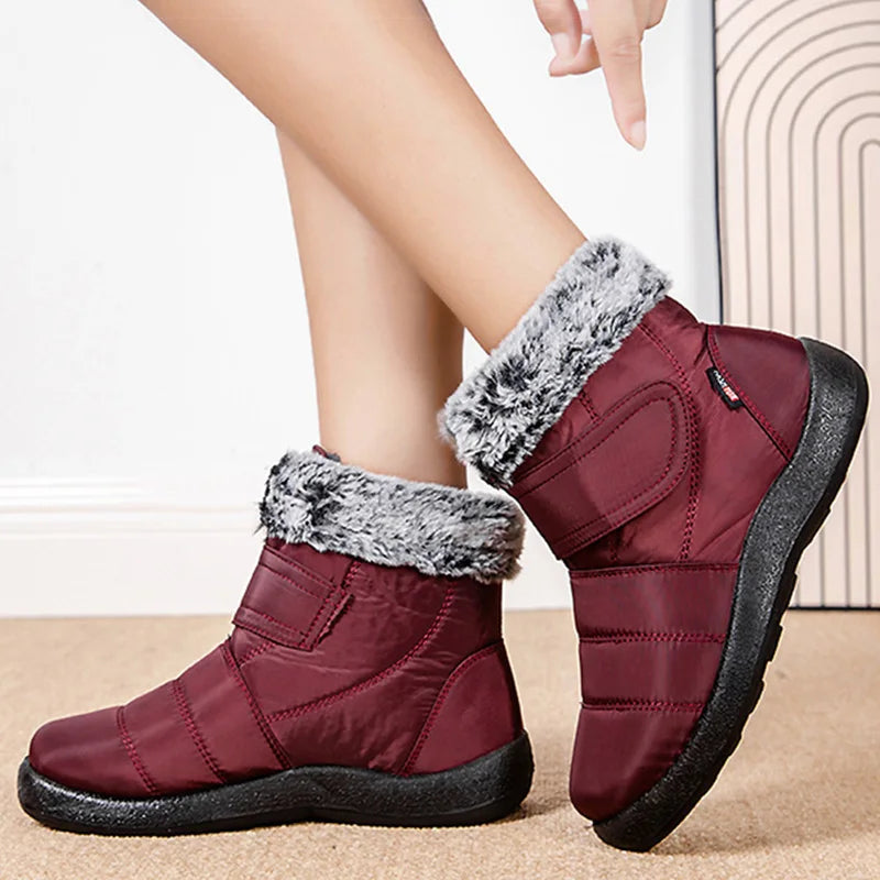 HAJINK Women's Fur-Lined Ankle Snow Boots | Winter Flat Boots Women's Snow Boots Axl Red 43