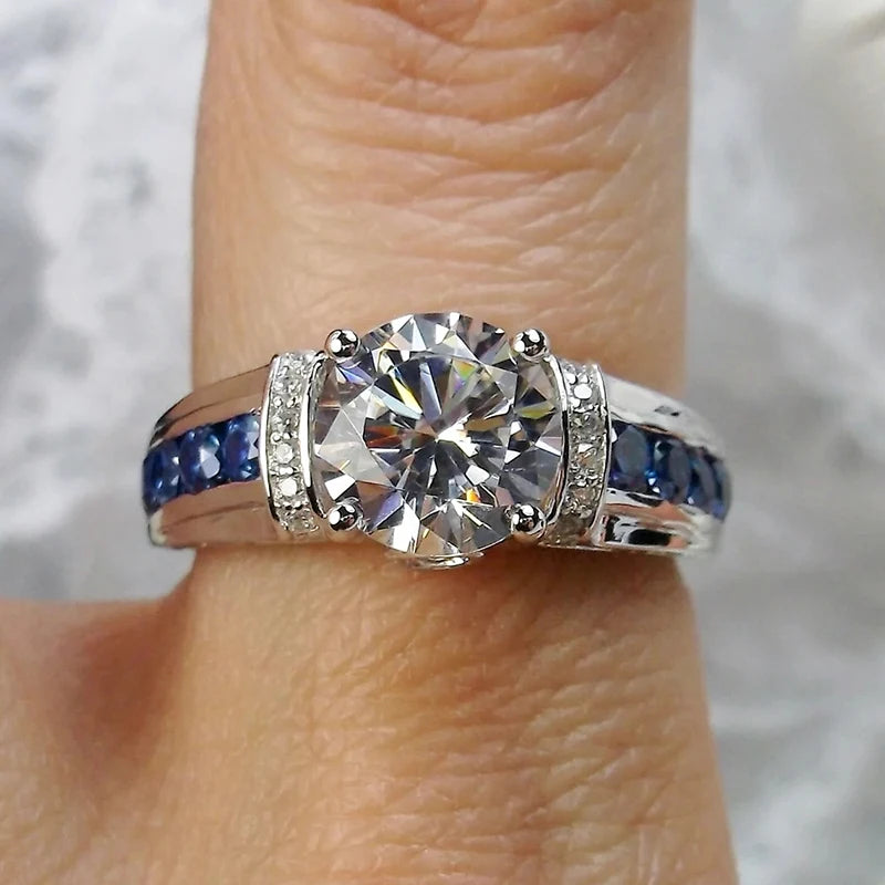 Huitan Cubic Zirconia Vintage Ring – White & Blue | Sizes 5–14 Fashion Ring Axl