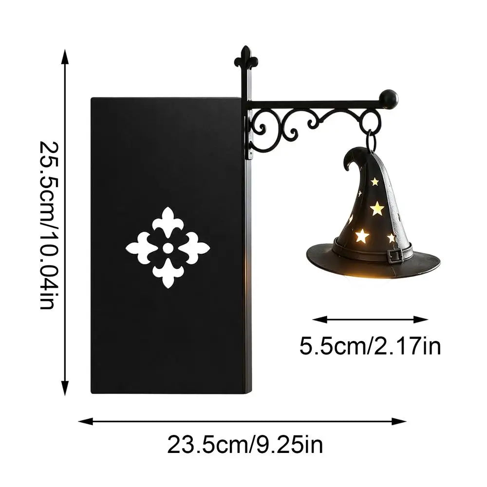 Halloween Bookshelf Lantern – Vintage Gothic Miniature Shelf Lamp Decorative Shelf Lamp Axl witch hat