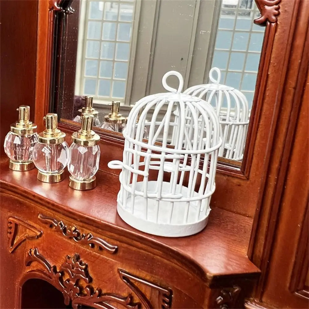Miniature Metal Bird Cage Ornament – 1:12 Dollhouse Décor Dollhouse Ornament Axl