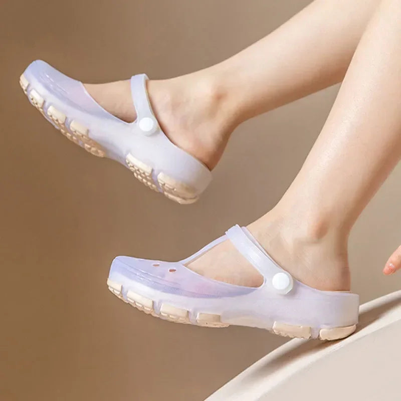 Women's Jelly Slip-On Clogs – Non-Slip Soft Sole Beach Sandals Slip-On Clogs Axl