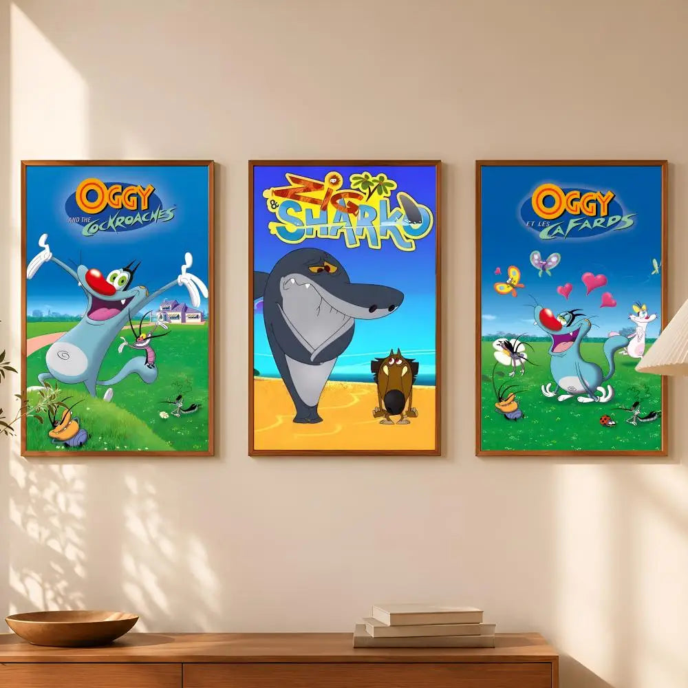 Oggy & the Cockroaches Self-Stick HD PVC Wall Poster Wall Art Poster Axl