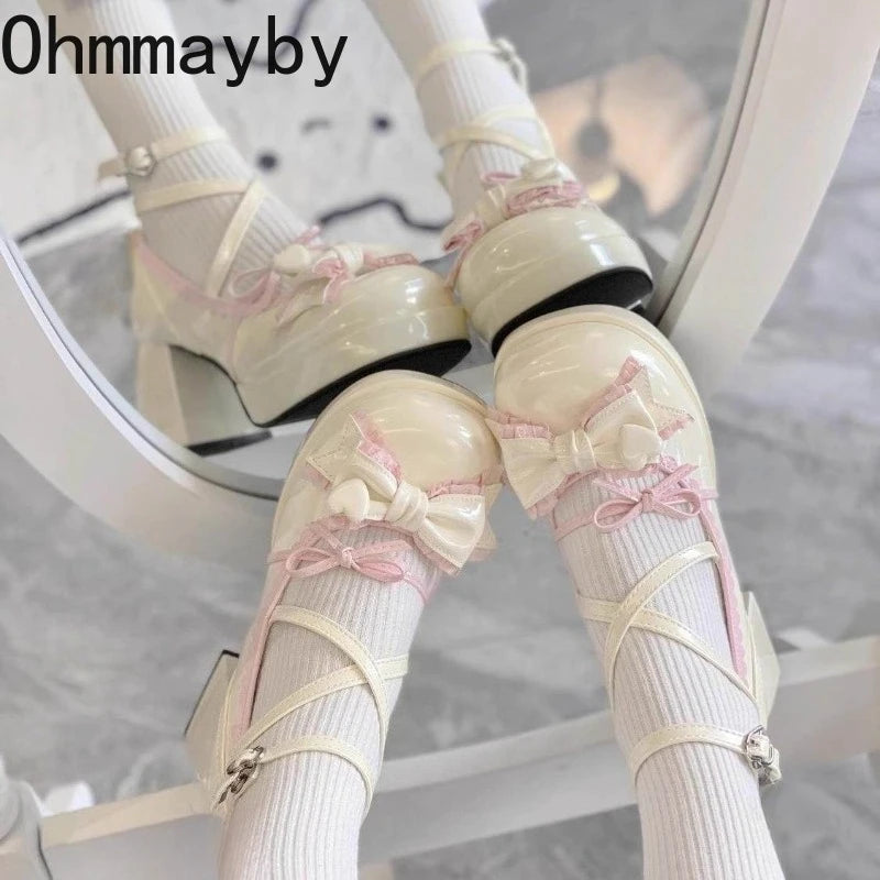 Women's Chunky Heel Mary Jane Pumps | Cross Ankle Strap Platform Platform Mary Jane Pumps Axl