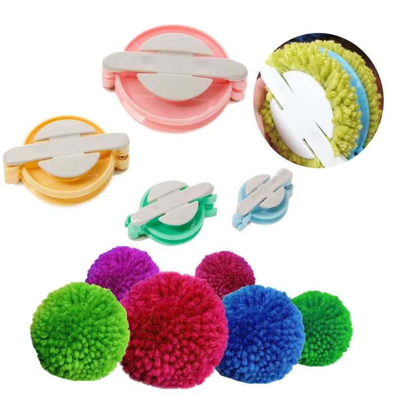 4-Size Pompom Maker Set – Yarn Ball Weaver Knitting Tool Pompom Maker Set Axl Default Title