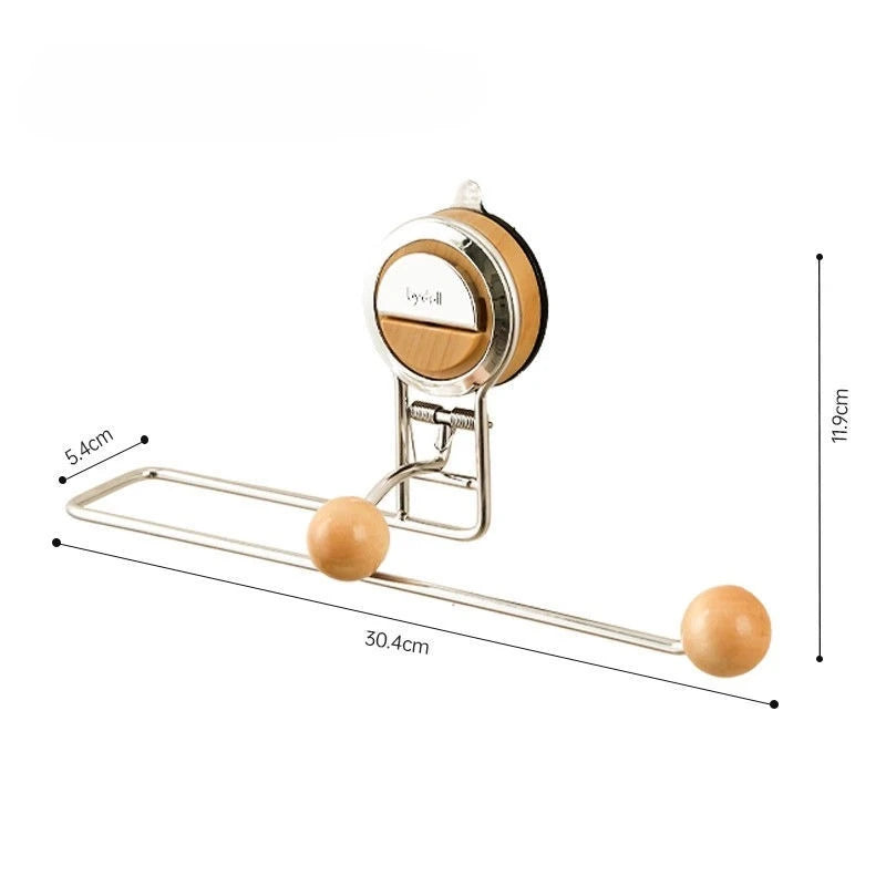 Wall-Mount Stainless Steel Kitchen & Bathroom Storage Rack Wall Storage Rack Axl Natural Wood Color