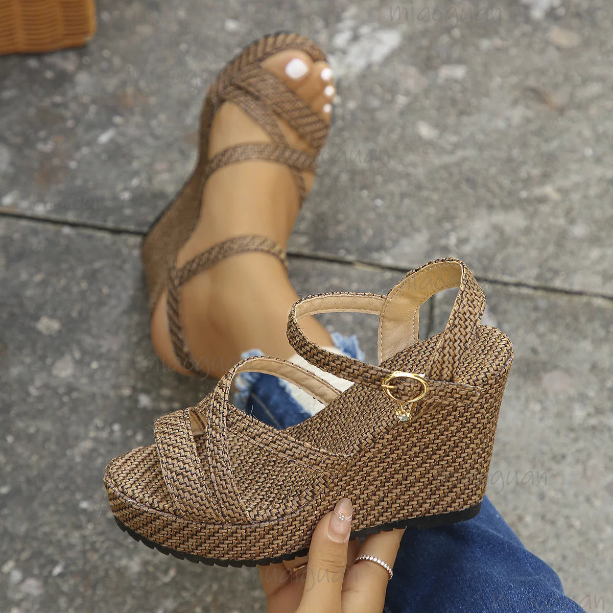 Roma Women's Wedge Sandals – High Heel Beach Gladiator Shoes Wedge Sandals Axl