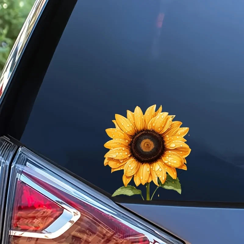 Waterproof Sunflower & Water Droplet Stickers for Cars & Laptops Decorative Stickers Axl