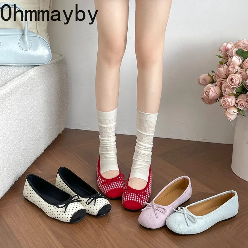 Butterfly-Knot Women's Mary Jane Ballet Flats | Slip-On Dress Shoes Mary Jane Flats Axl