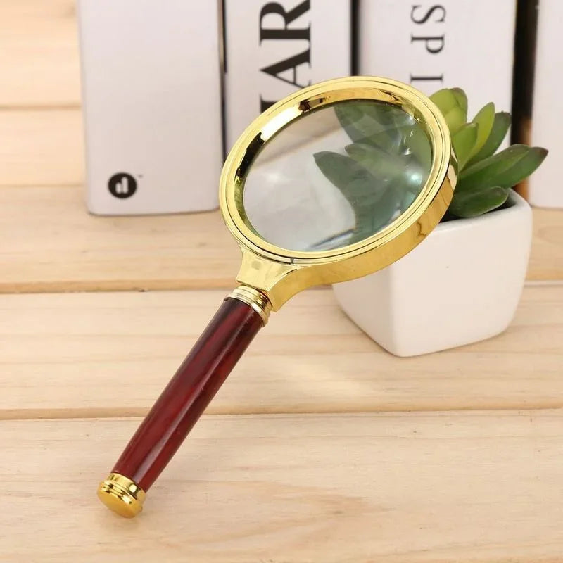 10x Handheld Magnifying Glass – Wood Handle FMC Loupe 60–80mm Handheld Magnifier Loupe Axl