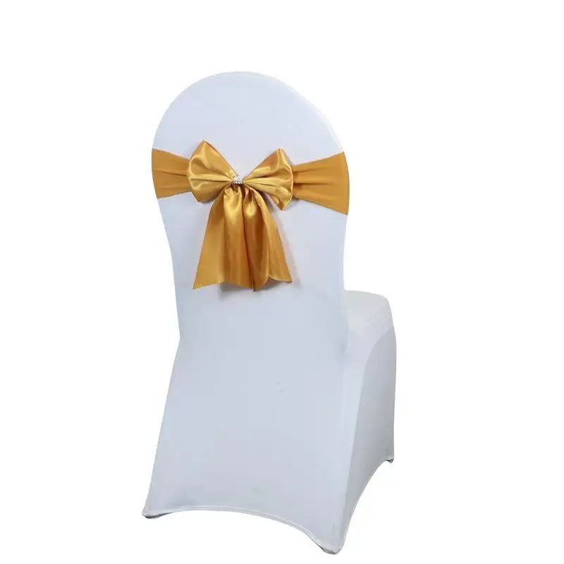 Satin Chair Bow Sash with Rhinestone – Wedding & Party Décor Chair Bow Sash Axl