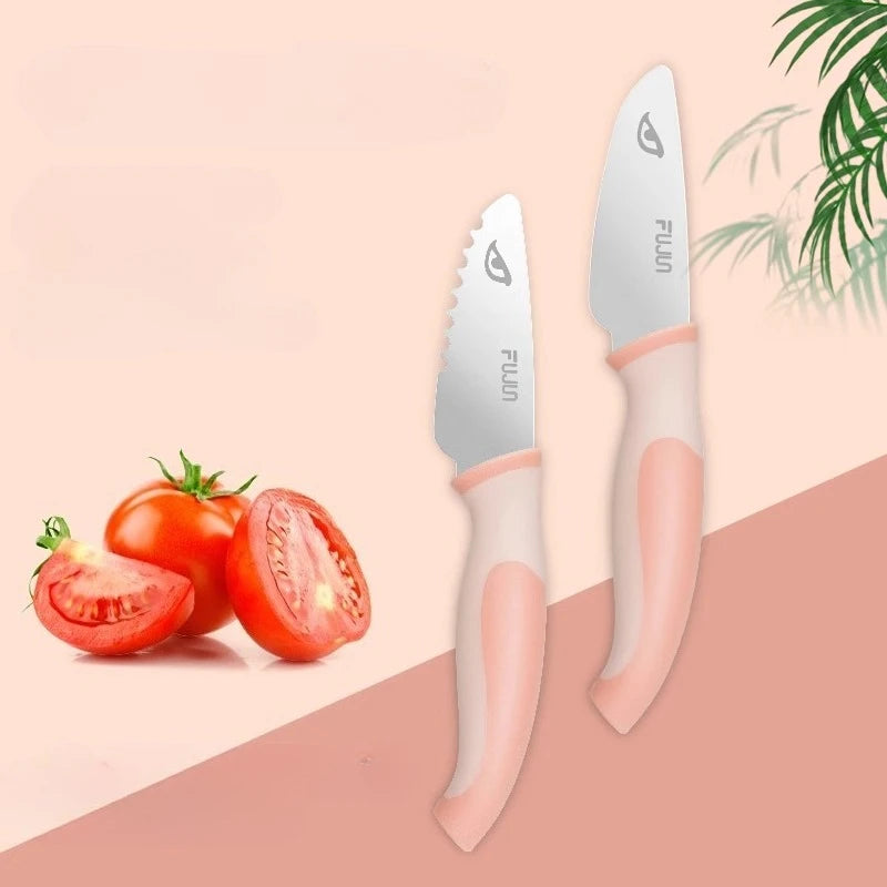 Kids Safe Serrated Kitchen Knife – Toddler Fruit & Bread Cutter Kids Kitchen Knife Axl 2pcs
