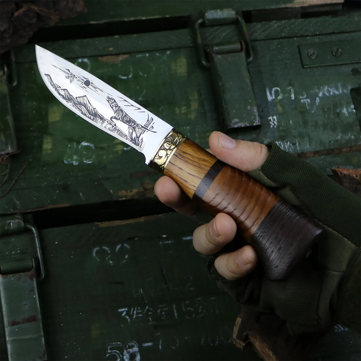 Etched Boning Knife – Copper & Zebrawood Handle | Stainless Steel Boning Knife Axl