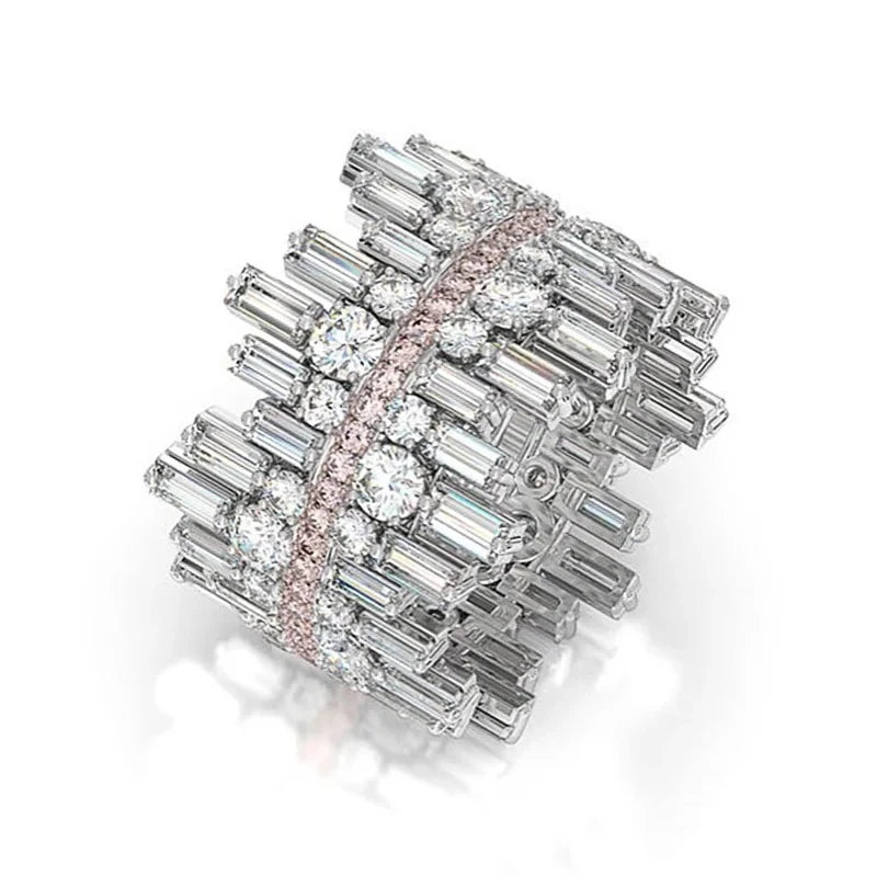 Huitan Women's Cubic Zirconia Pave Wedding Band Ring Fashion Ring Axl F216 9