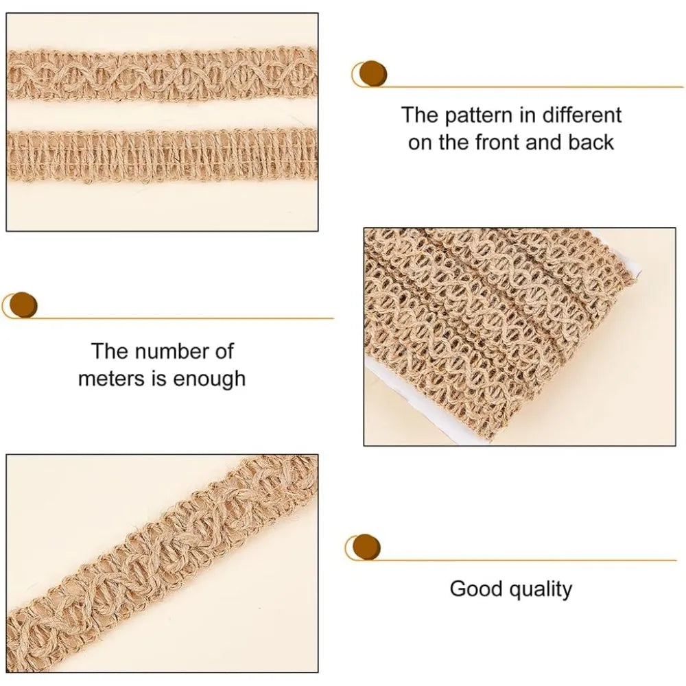 Braided Burlap Ribbon 10m – Rustic Jute Gimp Braid Trim Craft Ribbon Trim Axl