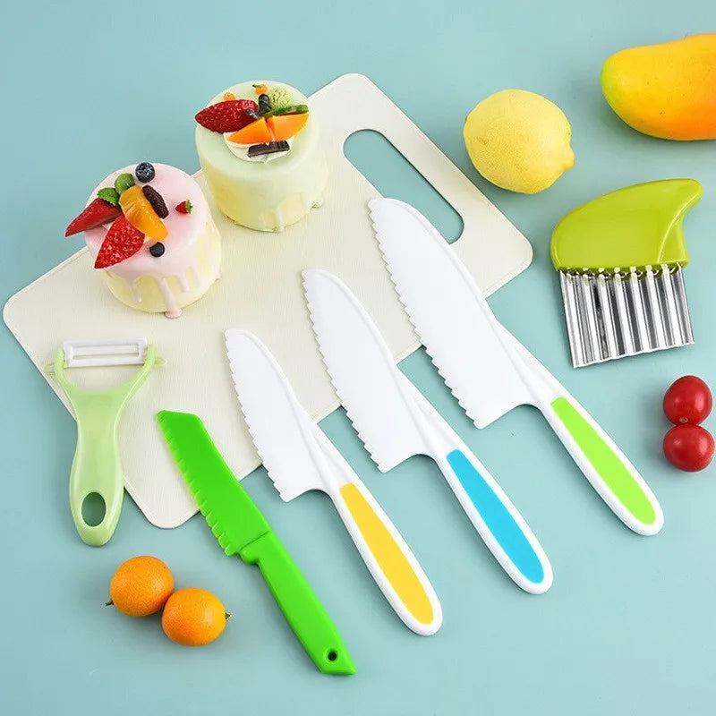 Kids' Plastic Kitchen Knife Set | Safe Serrated Cooking Knives Kids Kitchen Knife Set Axl