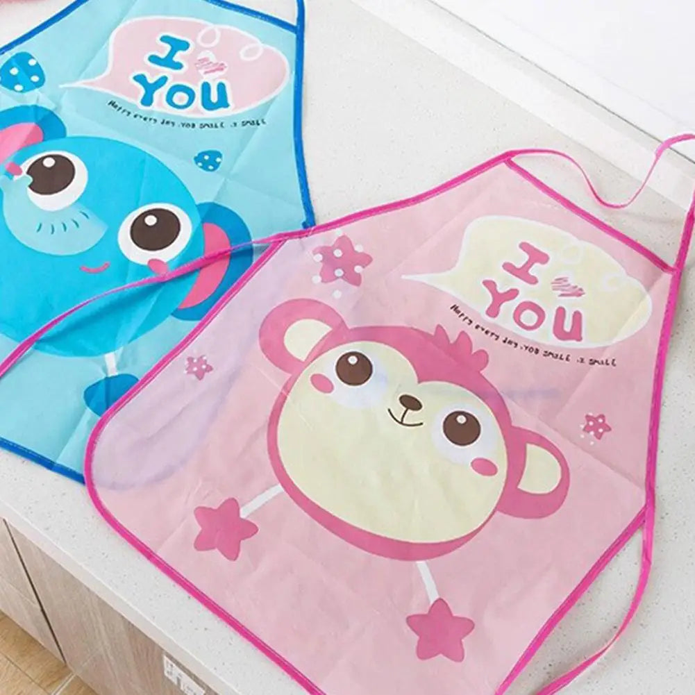 Kids Waterproof Art Apron with Sleeves – Cartoon Painting Bib Kids Art Apron Axl
