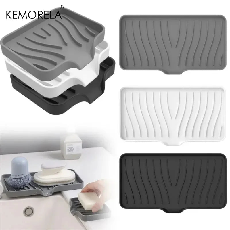 Silicone Soap Dish with Drain | Anti-Slip Sink Tray Soap Dish Tray Axl