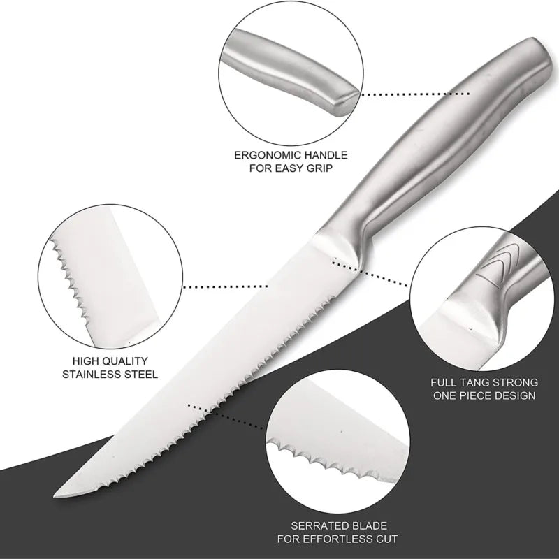 Stainless Steel Steak Knife Set – 4, 6 & 8 Pcs Serrated Steak Knife Set Axl
