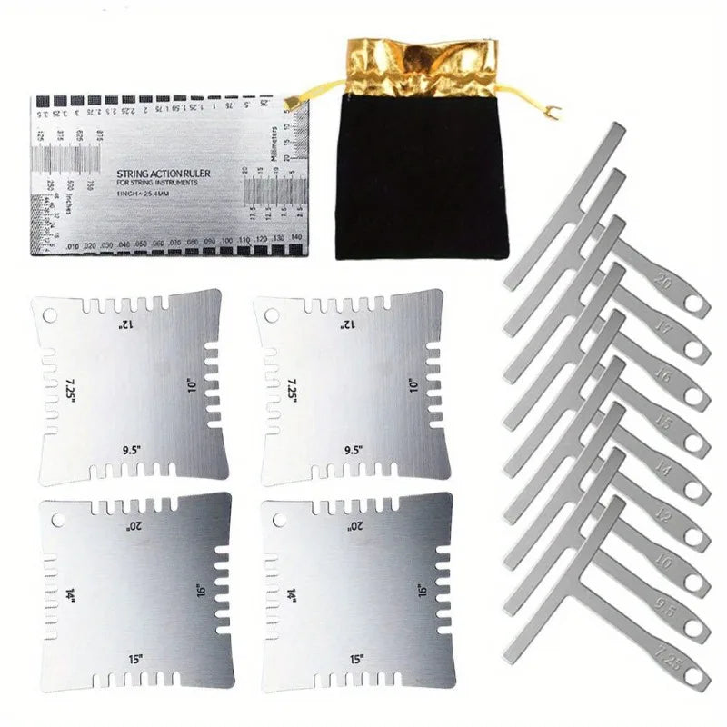 14-Piece Guitar Luthier Tool Kit – String Action & Radius Gauge Set Guitar Luthier Tool Kit Axl