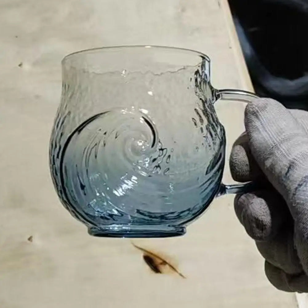 Sea Glass Wave Mug – Textured Ocean Glass Cup 350ml Glass Mug Axl