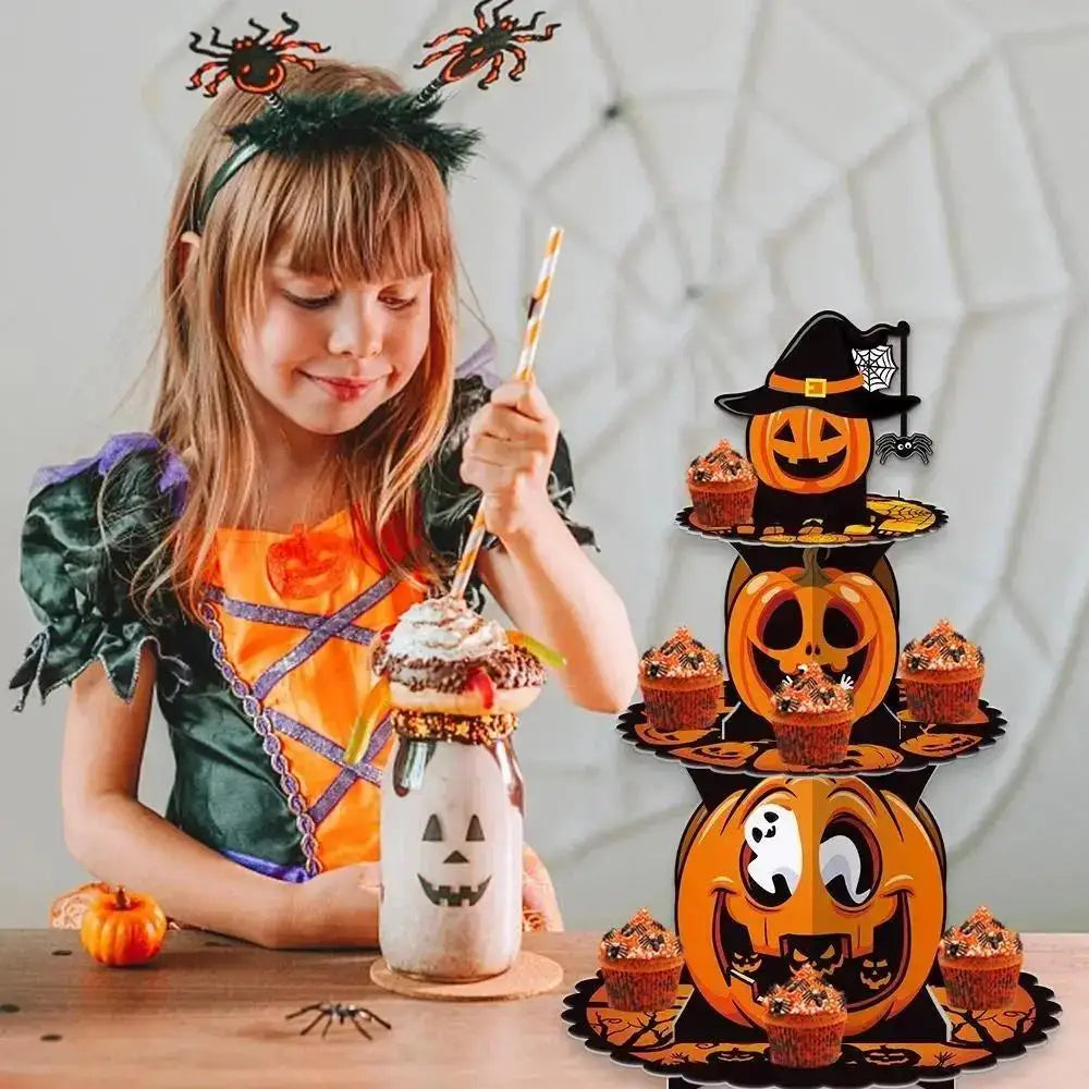 Halloween Pumpkin Multi-Layer Paper Cake Stand | Dessert Rack Halloween Cake Stand Axl
