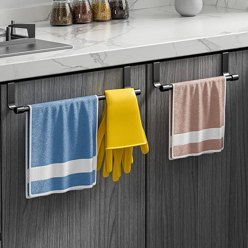 No-Drill Over-Cabinet Towel Rack – Kitchen & Bathroom Holder Cabinet Towel Rack Axl
