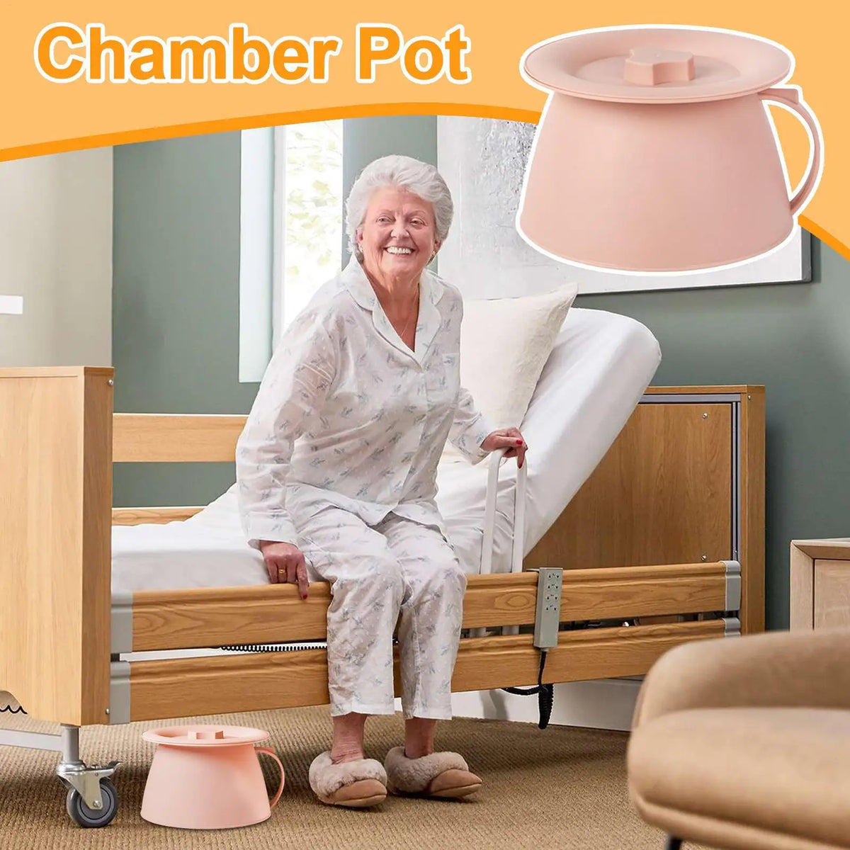 1.5L Portable Chamber Pot with Lid & Handle – Unisex Potty Portable Chamber Pot Axl