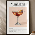Manhattan Cocktail Wall Art Poster – Self-Stick Waterproof Wall Art Poster Axl White12 50X70cmNoframe