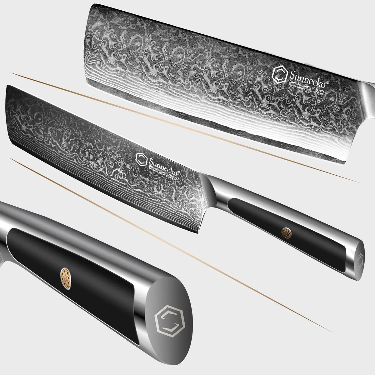 Sunnecko 7-Inch Nakiri Knife – 67-Layer Damascus Steel Nakiri Kitchen Knife Axl