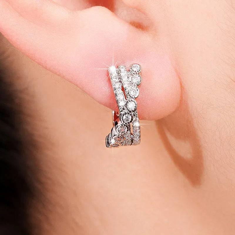 Huitan Cross Hoop Earrings – Cubic Zirconia Crystal Women Hoop Earrings Axl