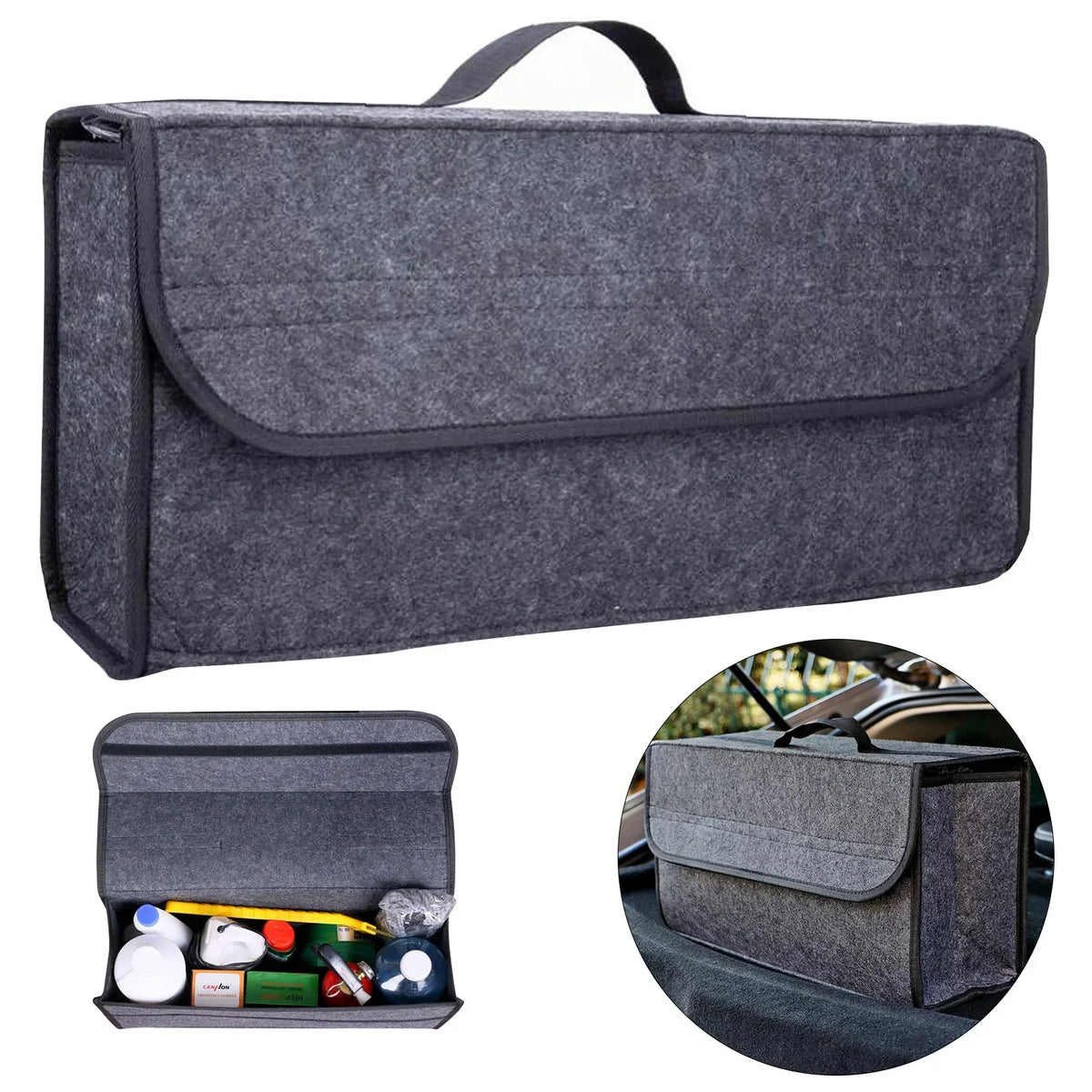 Large Soft Felt Car Trunk Organizer – Anti-Slip Boot Storage Bag Car Trunk Organizer Axl